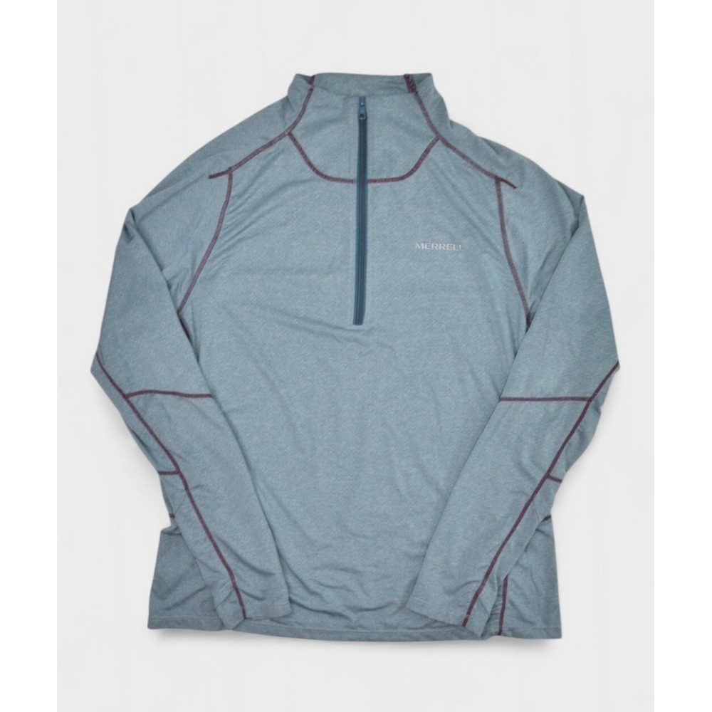 Merrell Shirt Mens L Blue 1/4 Zip Performance Pullover Capra Base Layer Outdoor